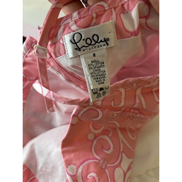 Vintage 90s Lilly Pulitzer Dress Butterfly Roses 1990’s 8 M Pink Pleated Barbie - Picture 3 of 16